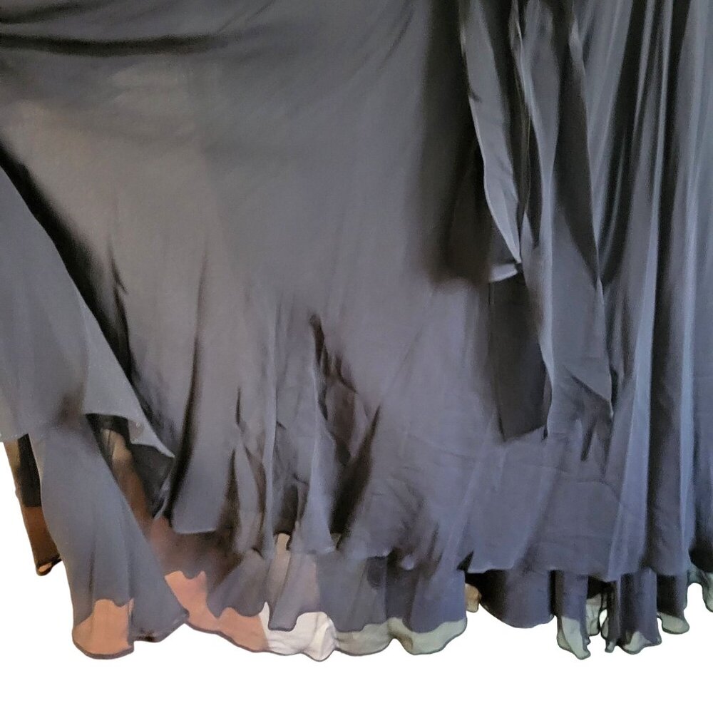 Vintage Diane Freis Original Black Silk Dress With Colorful Beaded Floral Design - Picture 6 of 7